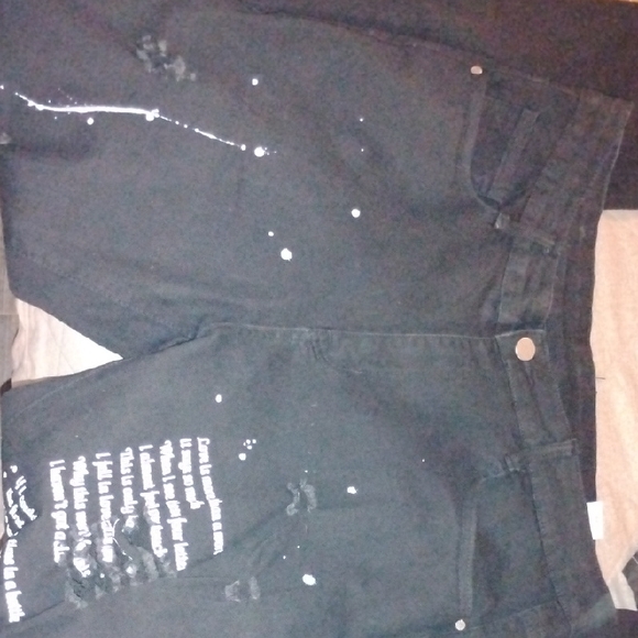 Black Skinny Jeans with Paint Splatter - Picture 1 of 4